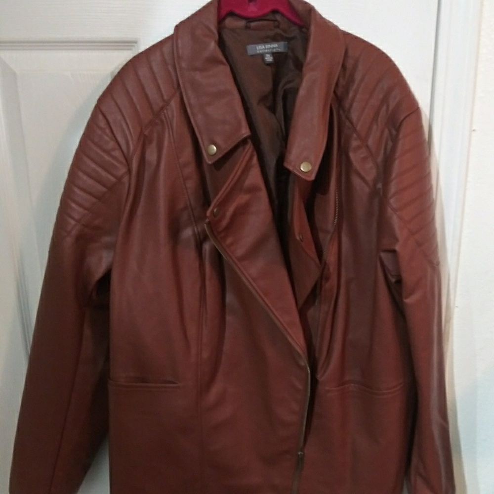 Brown Faux Leather Moto Jacket